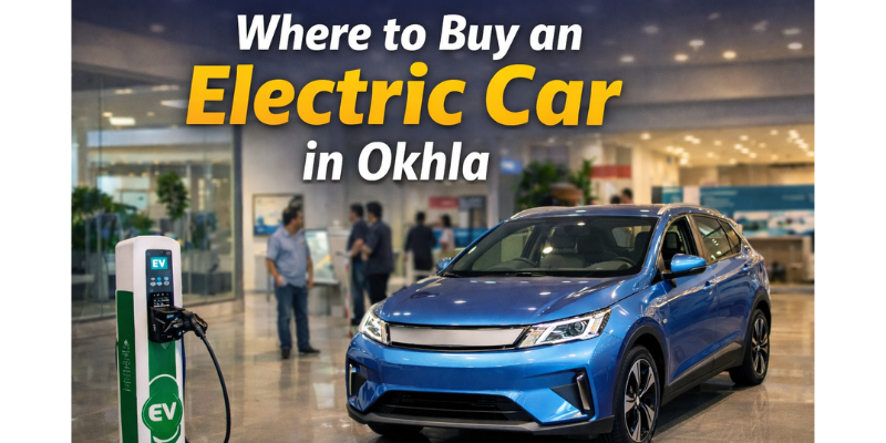 Electric car displayed at EV showroom in Okhla Delhi